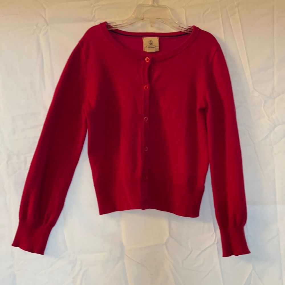 Lands End Red Button Down Cardigan Sweater